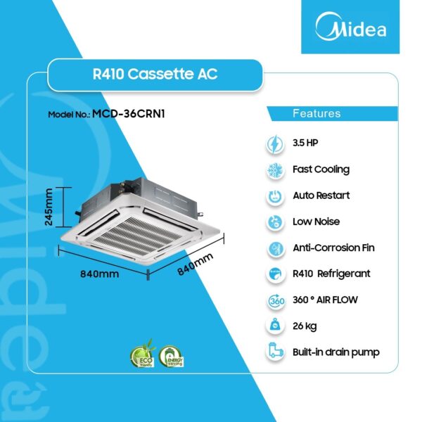 Midea 3.5hp R410 Cassette Unit Mcd 36crn1